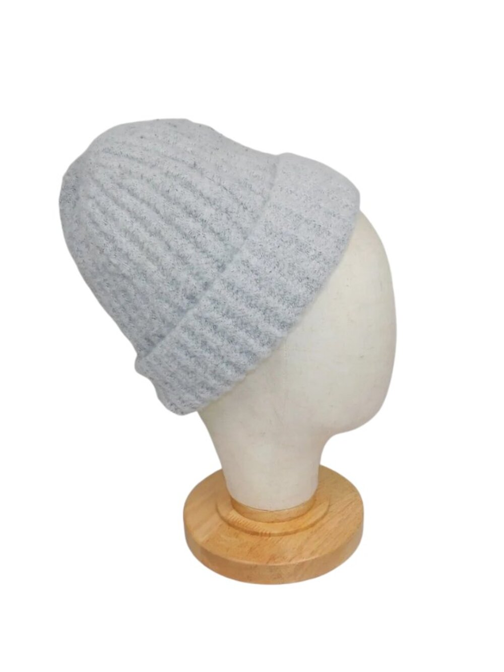 Gray Ribbed Knit Faux Fur Lined Cuffed Beanie Winter Hat
